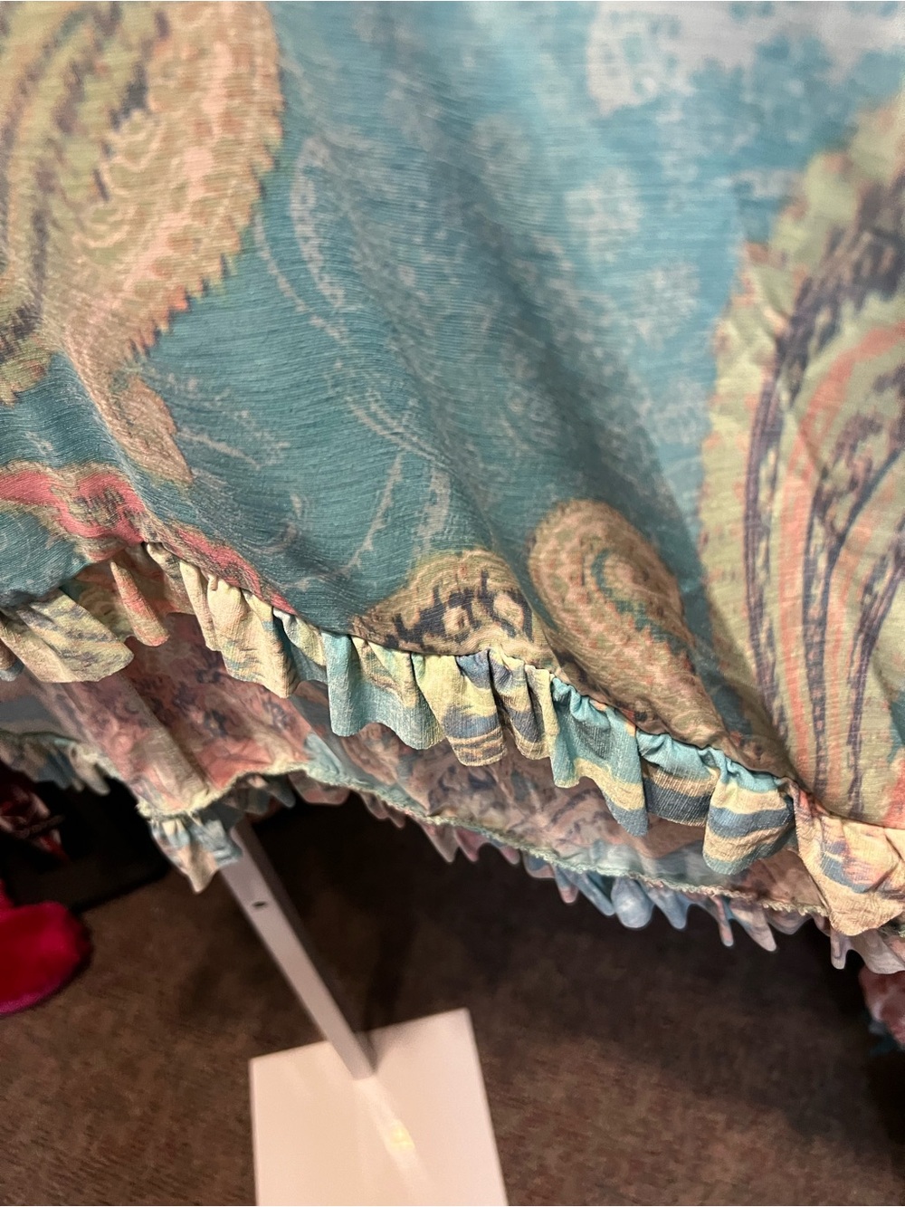 Blue Paisley Ruffle High/Low Hem Top - Picture 3 of 4
